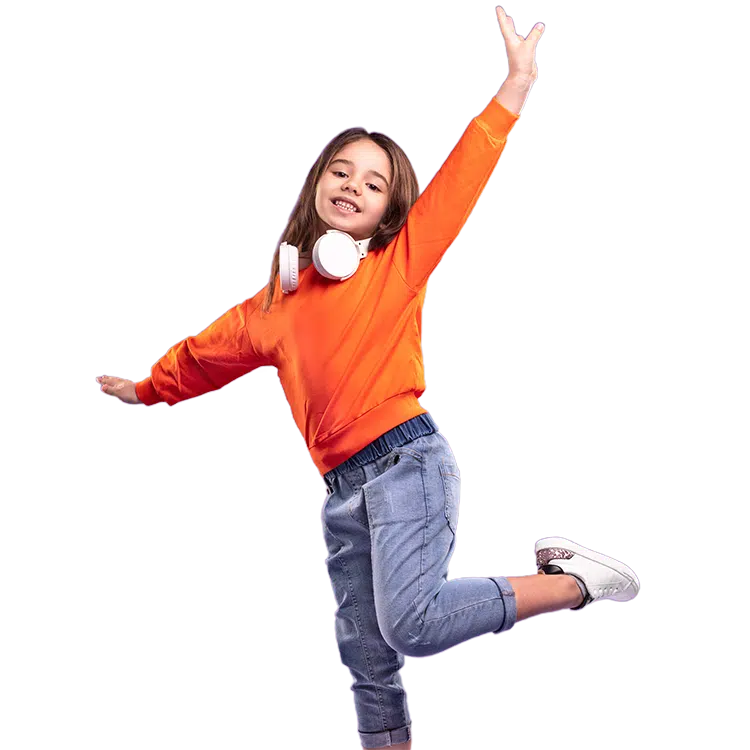 Girl in headphones dancing